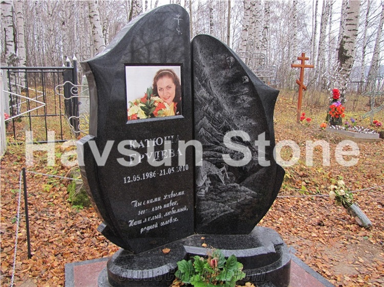 Black Double/Companion Monument/Headstone/Tombstone for Two