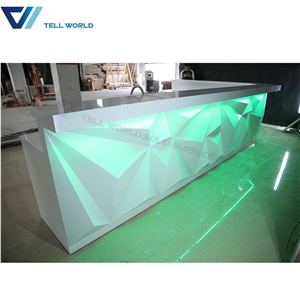 Acrylic Solid Surface Modern Luxury Led Lighted Bar Counter