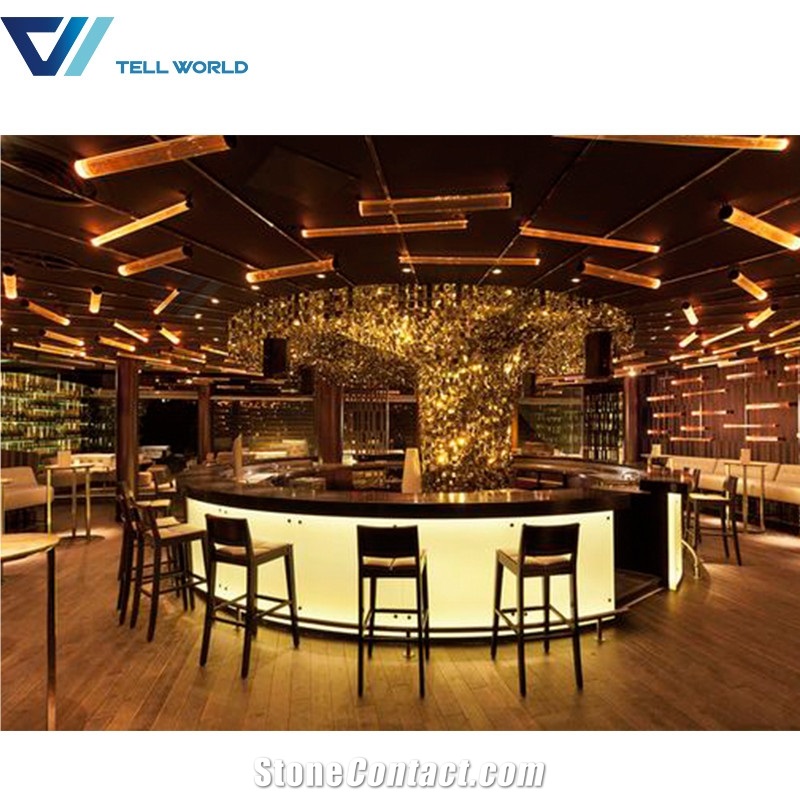 Modern Round Luxury Led Bar Counter Acrylic Lighted Bar Counter Top