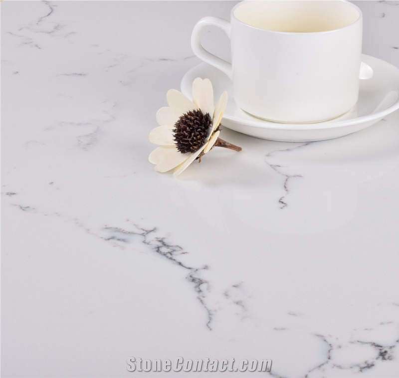 Angel White Carrara White Artificial Quartz Slab with Smooth