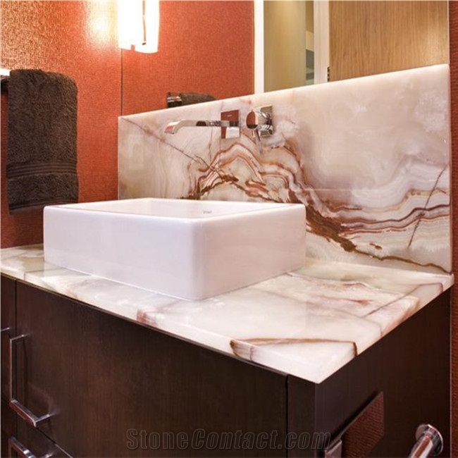 Backlit Luxury White Onyx Bathroom Countertop,Vanity Top