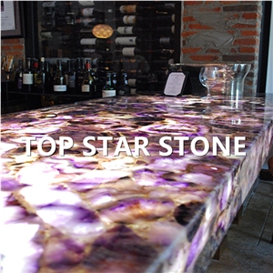 Natural Purple Semi Precious Stone Slabs,Translucent Purple Gemstone,Backlite Purple Agate Semiprecious Stone Wall Covering Panel Price