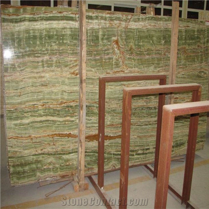 Pakistano Bamboo Green Onyx Slab(Vein Cut) Onice Verde Onyx