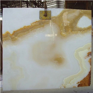 Translucent Snow White Golden White Onyx Bathroom Vanitytop Vanity Top