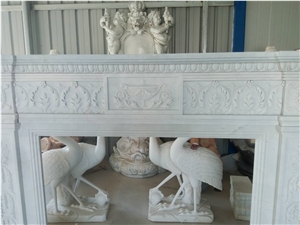 Pure White Marble Sculptured Fireplaces