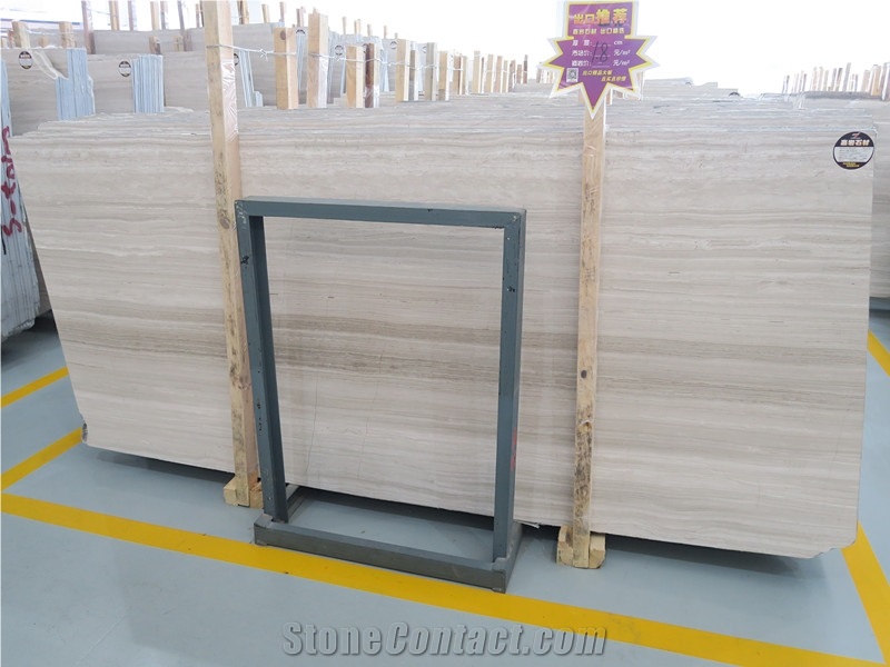 China Supplier White Wooden Marble Slab Polished Surface Vein Cut Wa10640
