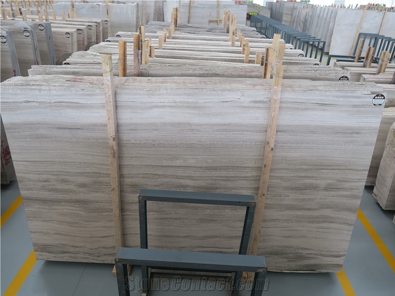 China Supplier White Wooden/Serpeggiante Marble Slab & Tiles Polished Surface Vein Cut