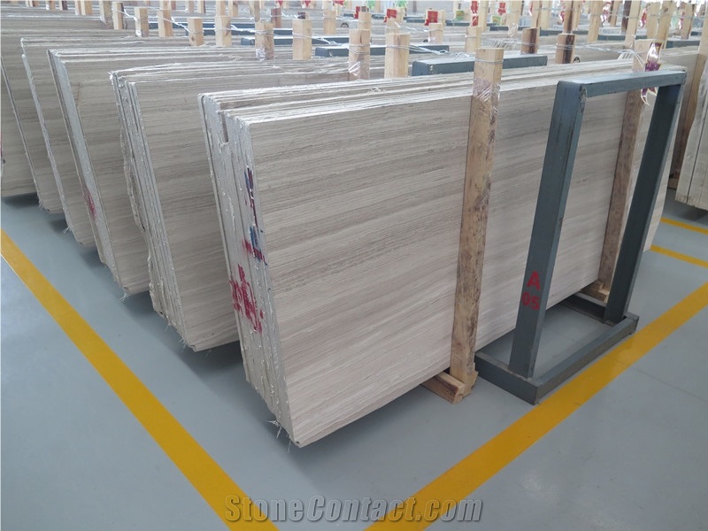 China Wooden Marble Quarry Owner Polished White Wood Grain Marble Wa10703