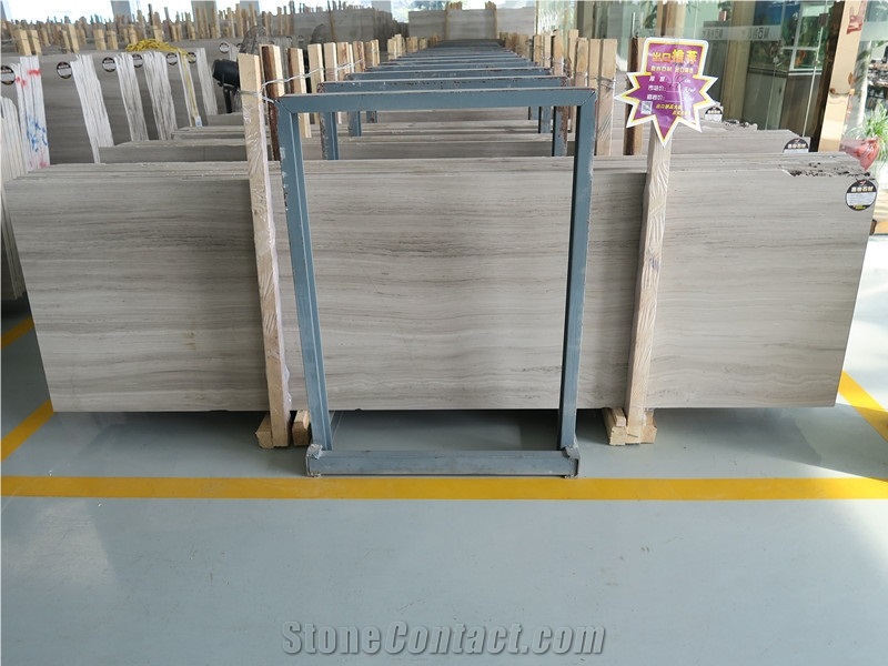 Quarry Owner China Supplier White Wooden Marble Slab Polished Surface Vein Cut Sfa16529