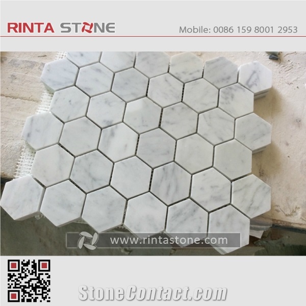 Cararra White Marble Stone Mosaic Tiles for Bathroom Culture Wall Cladding