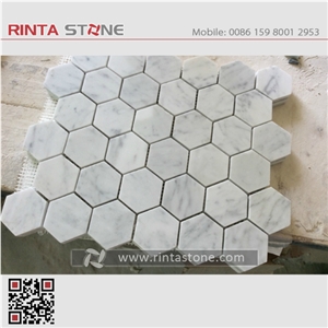 Cararra White Marble Stone Mosaic Tiles for Bathroom Culture Wall Cladding