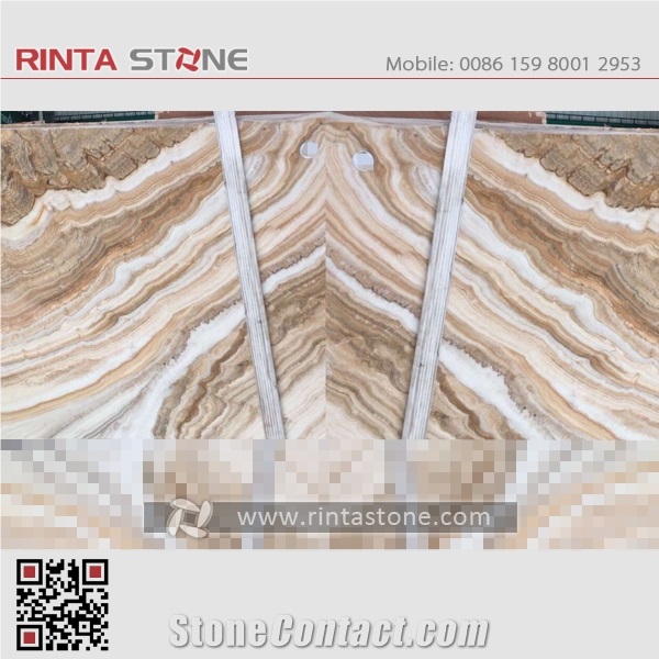 Yellow Wooden Onyx Golden Line Onyx Luxury China Wood Vein Marble Big Slab Polished for Tv & Sofa Wall Project Tile