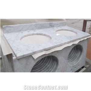 YUANDA Carrara White Marble Double Sink Vanity Tops