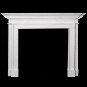 Fireplace Mantel White Marble Sculpture Handcarved Fireplace