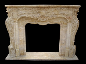 Handcarved Mantel Sculpture Fireplace Marble Firepalce