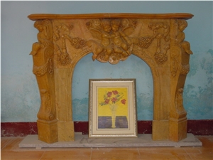 Inside Fireplace Mantel with Carvings Sculpture Mantel