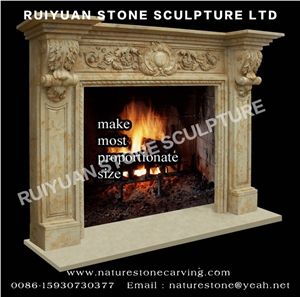 Limestone Fireplace Mantel Sculpture Statue Mantel Handcarved