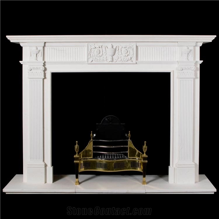 Own Factory Sculptured Marble Fireplace, Mantel Fireplace