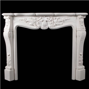 Pure White Marble Fireplaces Mantel Sculpture Fireplace