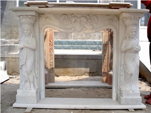 Sculpture Fireplace Mantel White Marble Mantel Surround