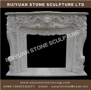 White Marble Fireplace Sculpture Mantel Statue Fireplace