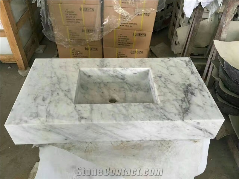 Carrara Marble Bathroom Top Sink Stone Wash Basin