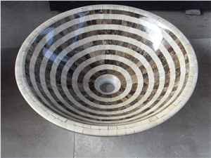 Marble Mosaic Bathroom Vessel Sink Stone Wash Basin