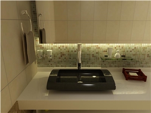 Shanxi Black Granite Rectangle Bathroom Wash Basin
