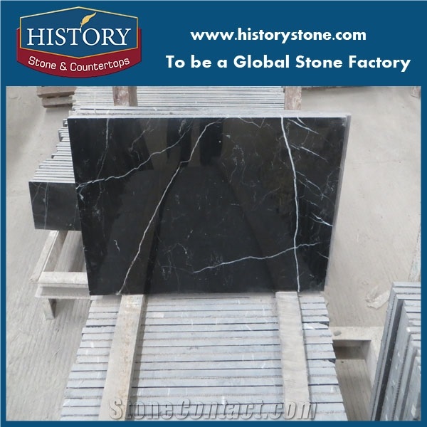 China Nero Marquina Black Marble Table Tops for Commercial Projects