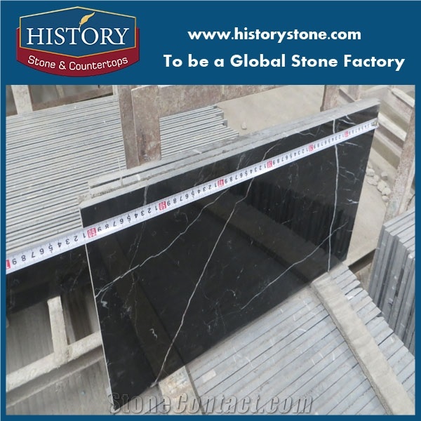 China Nero Marquina Black Marble Table Tops for Commercial Projects