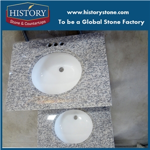 China Tiger Skin White Granite Custom Vanity Base with Ceramic Sink