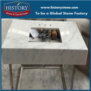 Customizd Carrara White Marble Vanity Top Solid Surface for Bathroom
