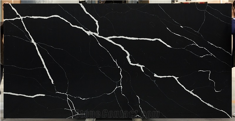 Calacatta Black06 Vm-17912 Quartz Slabs&Tiles Floor&Wall Covering