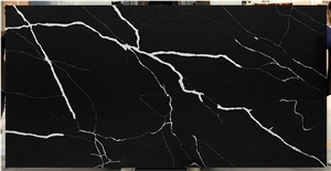 Calacatta Black06 Vm-17912 Quartz Slabs&Tiles Floor&Wall Covering