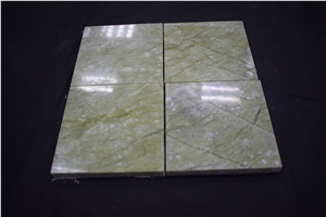 Home Decoration Natural Stone Slab Ming Verde Green Marble Tile for Tv Background