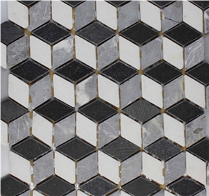 3d Marble Kitchen Mosaic Tile, Bathroom Floor Mosaic