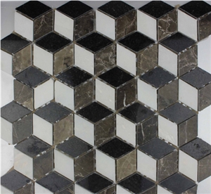 3d Marble Kitchen Mosaic Tile, Bathroom Floor Mosaic
