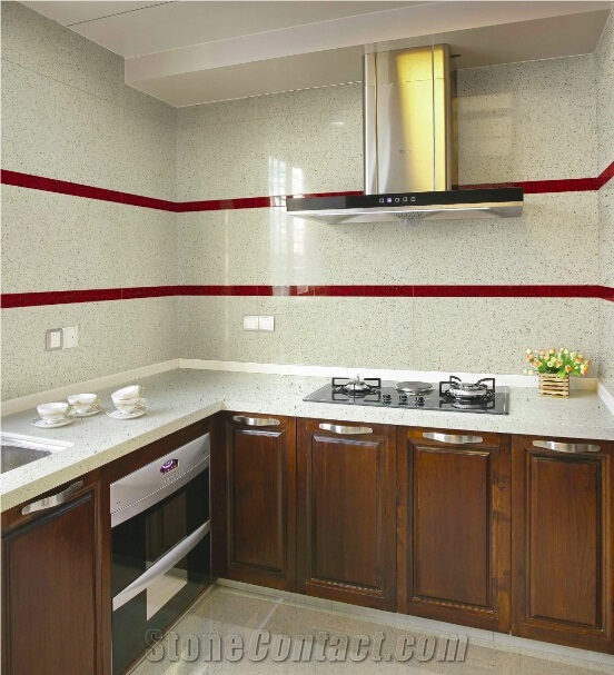 F1112 Velvet White Quartz Stone Kitchen Countertops, Custom Engineered Stone Kitchen Countertops, Worktops