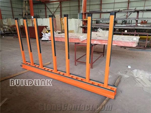 Orange Powder Coated Slab Rack Rails (Posts Adjustable)