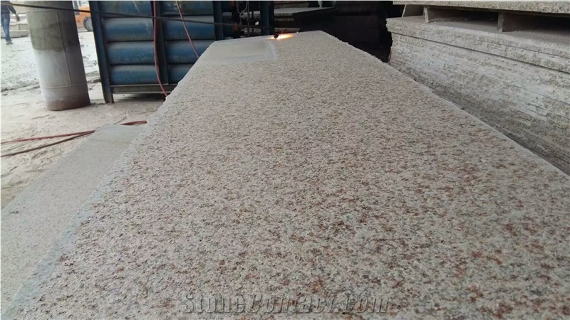 G350 Light Yellow Granite Flamed Surface Slabs Tiles Competitive Prices