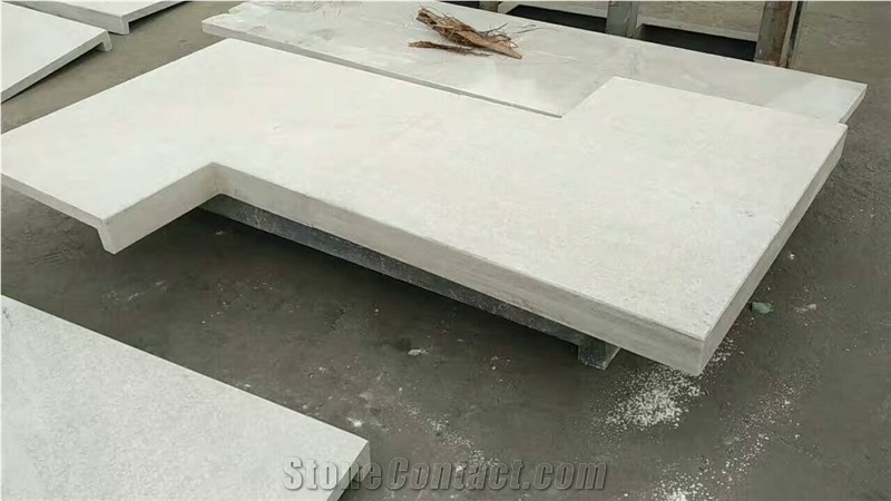 Natural White Quartzite Honed Surface Pool Coping Corner Tiles Slabs Shaped Tops