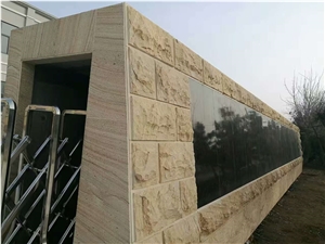 Shandong Yellow Sandstone Mushroom Rustic Surface Wall Stone Blocks Low Prices