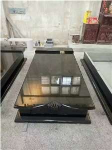 Shanxi Absolutely Black Granite Tombstones Western Style High Polished Competitive Price