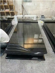 Shanxi Absolutely Black Granite Tombstones Western Style High Polished Competitive Price