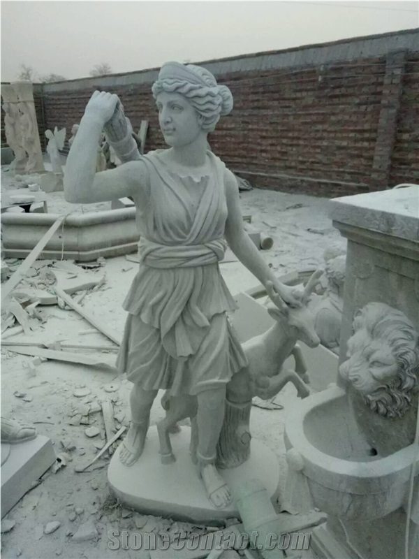 Western Figures White Marble Carving Sculpture for Parks and Gardens