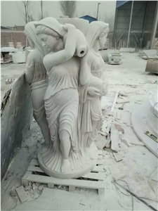 Western Figures White Marble Carving Sculpture for Parks and Gardens
