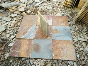 Yellow Brown Rusty Slate Tiles Flat Natural Surface Competitive Prices