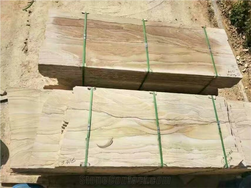 Yunnan Yellow Timber Sandstone Pool Coping Paving Tiles Slabs Honed Surface