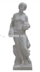 China Hunan White Marble 180cm Handmade Lady Garden Statue