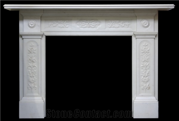 China White Marble Carved Fireplace Hearth Mantel